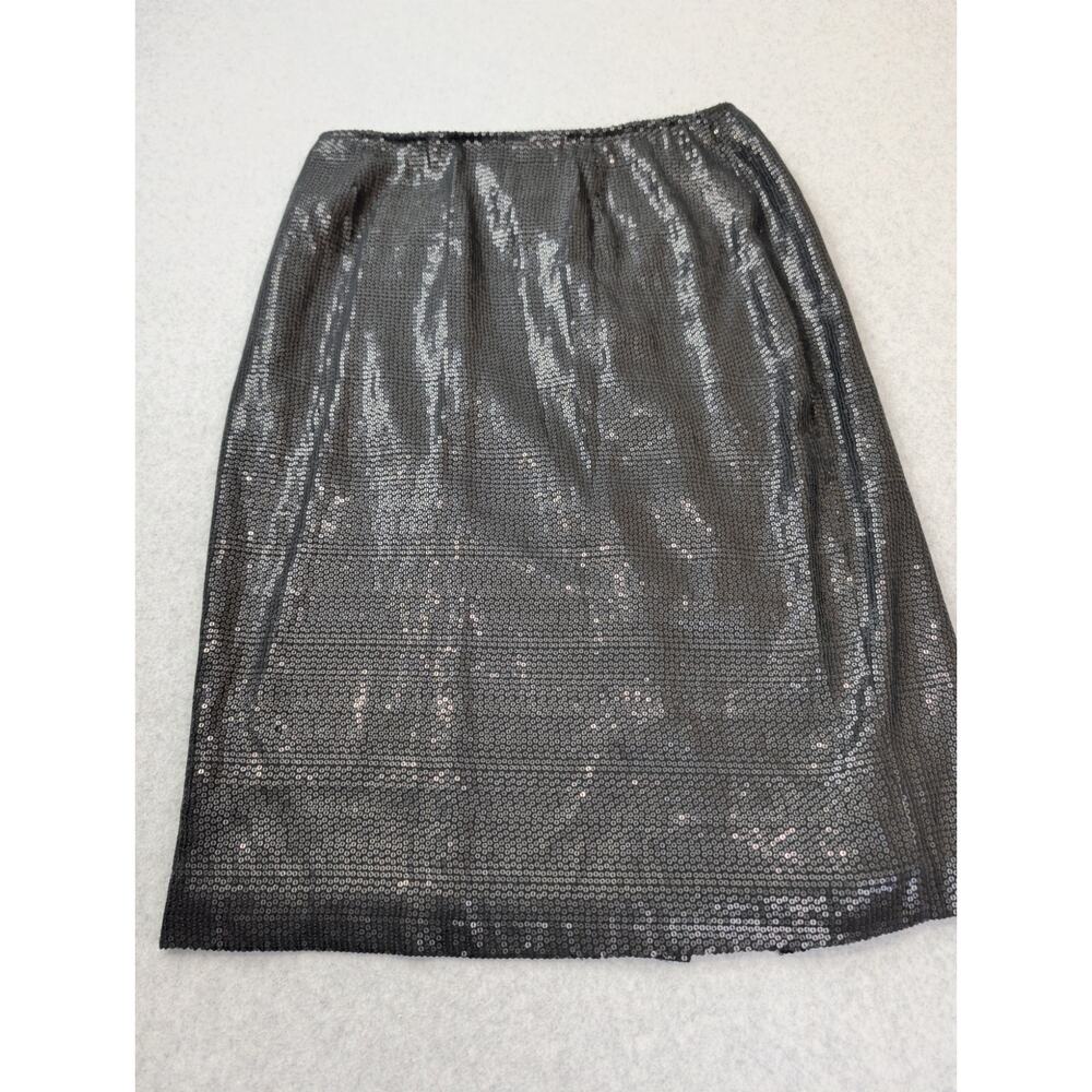 Lafayette 148 NY Sequin Pencil Silk Black Skirt 10 Lined Special Event Party